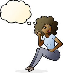 cartoon woman listening with thought bubble