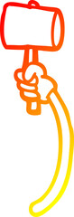 warm gradient line drawing cartoon arm with hammer