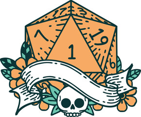 Fototapeta premium natural one d20 dice roll illustration