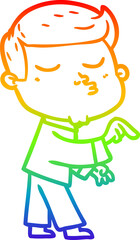 rainbow gradient line drawing cartoon model guy pouting