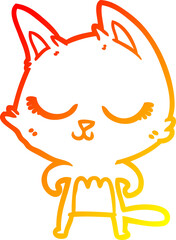 warm gradient line drawing calm cartoon cat