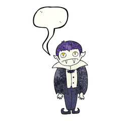 speech bubble textured cartoon vampire boy
