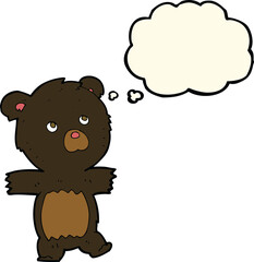cartoon cute black bear with thought bubble