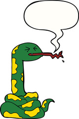 cartoon hissing snake and speech bubble