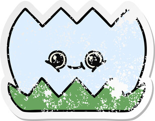 distressed sticker of a cute cartoon water lilly