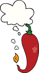 cartoon chili pepper and thought bubble