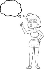 thought bubble cartoon happy gym woman