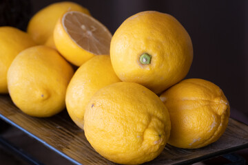 Yellow Lemons awaiting juicing or decoration