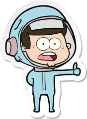 sticker of a cartoon surprised astronaut