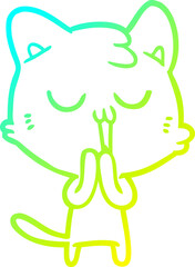 cold gradient line drawing cartoon cat singing