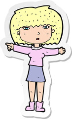 sticker of a cartoon girl pointing