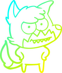 cold gradient line drawing cartoon grinning fox