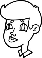line drawing cartoon of a boy face
