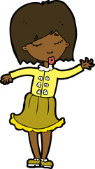 cartoon waving woman