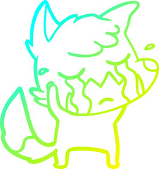 cold gradient line drawing crying fox cartoon