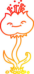 warm gradient line drawing cute cartoon flower