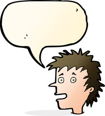 cartoon excited boy with speech bubble