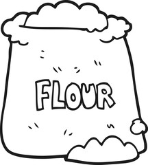black and white cartoon bag of flour