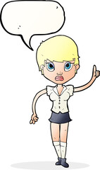 cartoon pretty woman with idea with speech bubble