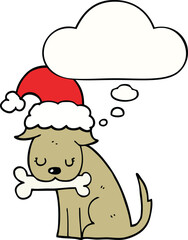 cute christmas dog and thought bubble