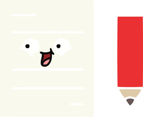 flat color retro cartoon test paper