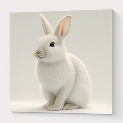 white fluffy rabbit, on a white background. Generation al
