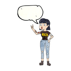 speech bubble textured cartoon rock girl