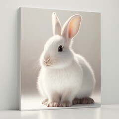 white fluffy rabbit, on a white background. Generation al