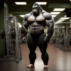 Obraz na płótnie Canvas A buff Gorilla at the Gym, a Gorilla working out, Generative Ai