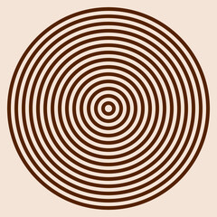 Brown and beige vector graphic of equi spaced concentric circles