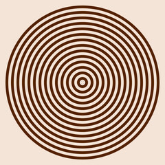 Brown and beige vector graphic of equi spaced concentric circles
