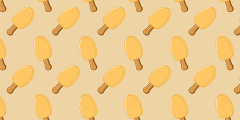 Popsicle, pattern , vanilla ice cream vector flat illustration