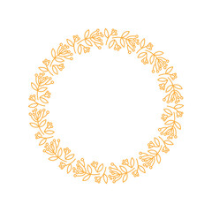 Elegant vector wreath. Floral circle frame, design element for invitations, greeting cards, posters, blogs. Delicate branches and leaves.
