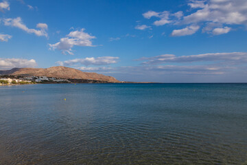 Beautiful seascape. Coast of the island of Crete - Greece area of Lerapetra. There are dramatic clouds in the sky.