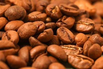 Gordijnen gros plan sur des grains de café   © Emma