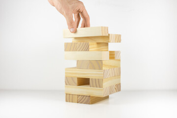 Wooden Building Blocks Structure (Broken Apart) (Adding Piece to Top Front)