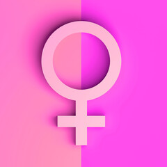 Female symbol icon with two-color purple background. International Day for the Elimination of Violence against Women. November 25. Feminism. 3d illustration. Women's Day, March 8.