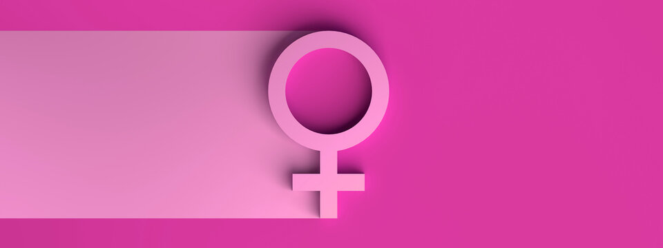 Purple background with female symbol and copy space. International Day for the Elimination of Violence against Women. November 25. Feminism. 3d illustration. Women's Day, March 8.