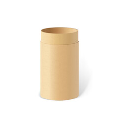 Craft cylinder set. Front view of natural paper tube and kraft paper tube isolated on white background.