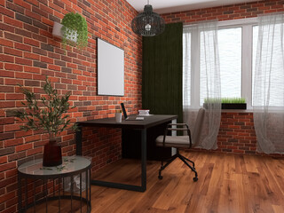 Living room design, 3d render, 3d illustration