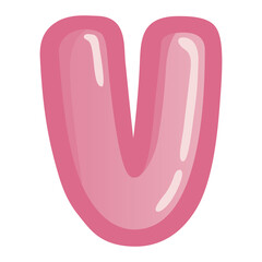 Letter V Pink Bold Alphabet Font Doodle Drawing Vector Art
