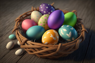 Fototapeta na wymiar Easter Joy with colorful Eggs and Nests on a Isolated Background