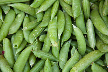 Organic Peas at a Farmers Market Stand