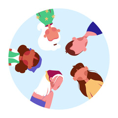 Circle Of Happy Children Different Races