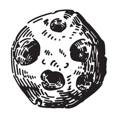 Abstract asteroid sketch. Simple astrology science symbol outline clip art. Hand drawn vector illustration isolated on white.