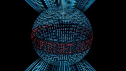 Copyright and binary data sphere concept