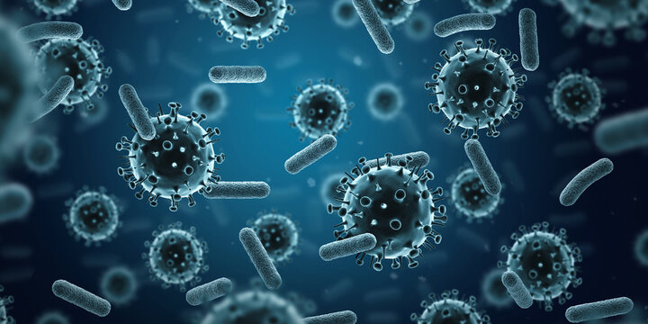 Viruses and bacteria. 3d illustration.