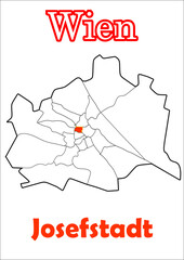 Wien Stadtkarte mit Bezirke Josefstadt Vektor Karte Rot und Weiß