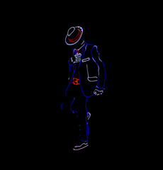 Dancers in suits with LED lamps. light show