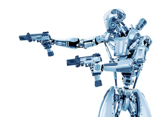 super robot in double gun pose